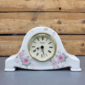 Vintage Grayshott Pottery Floral Decorative Mantel Quartz Clock White & Pink UK  - Foto 1 di 19