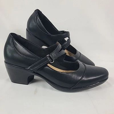 NEW Clarks Women's Emily Clover Black Leather Mary Jane Pumps Sz 8.5M - Image 1 of 4
