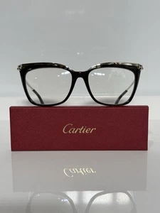 Cartier CT0033O 002 Havana Silber Acetat Damen Eckig Brille 53mm - Bild 1 von 9