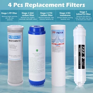 Home Reverse Osmosis Replacement Water Filter Set RO for 5 Stage Systems 4pcs - Picture 1 of 5