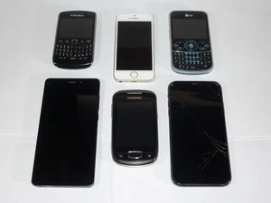 Lote de trabajo 6 teléfonos móviles sin probar Blackberry Samsung etc. - Imagen 1 de 10