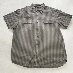 Camisa de hombre Harley Davidson gris negra a cuadros 2XL manga corta - Imagen 1 de 9
