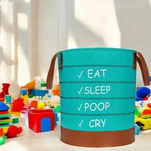 Baby Nursery Hamper Toy Storage Felt Laundry Basket 17x12 Collapsible Bin Teal - Picture 1 of 13