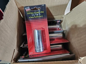 NEW BOX CASE 10 PACK 11/16" DEEP SOCKET 3/8" DRIVE 6 POINT CHROME VANADIUM STEEL - Picture 1 of 2