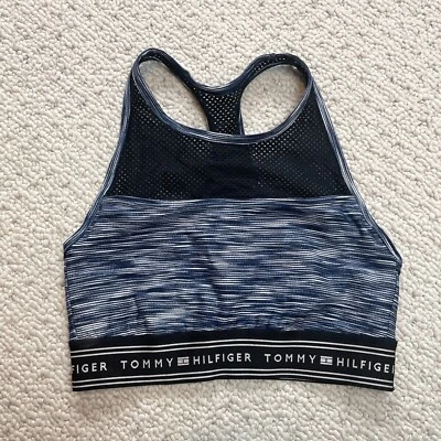 Tommy Hilfiger Deportivo Mujer Ropa Activa Mediana Sujetador Corto Logo Elastizado Azul Foto 1 de 4