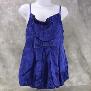 Marc Jacobs WOM 6 Royal Blue Crushed Satin Spaghetti Strap Cami Blouse 60428 - Picture 1 of 9