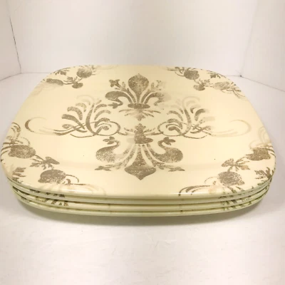 Fluer De lis Melamine Square Plates 10.25” Target Home Dinnerware Set of 4 - Image 1 of 4