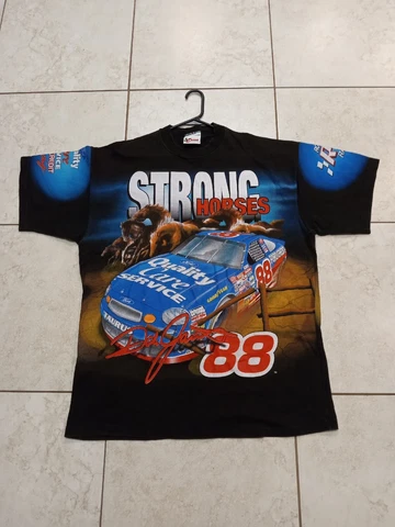 Vtg. NASCAR #88 Dale Jarrett 'Strong Horses' Mens XXL All Over Print T-Shirt Cover