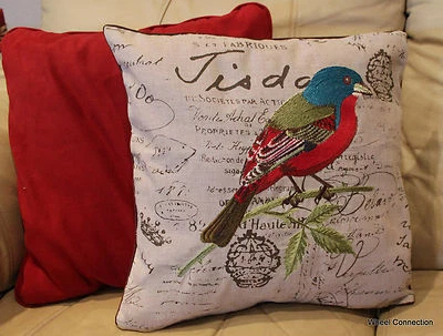 Sparrow Embroidered Pillow Cover Bird Accent Decorative Designer Home Colorful - Image 1 of 4