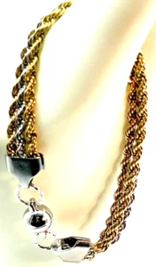 Bracelet 3-Tone Gold, Rose Gold & Silver Stainless Steel Size 8 Magnetic Close - Picture 1 of 8