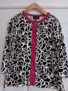 Ladies Investments Petites Pink And White Cardigan Sweater Petite Medium - Picture 1 of 4