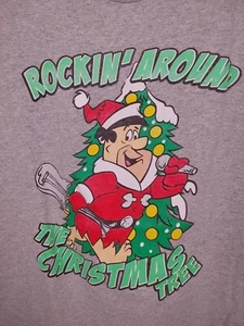 Hanna Barbara Fred Flintstone Rockin Around The Christmas Tree Sz XL Gray. READ! - Picture 1 of 24