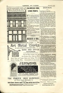 1890 Carpentry Print Ad ART METAL WORKS ST. LOUIS, PHENIX IRON CO. PHILADELPHIA - Picture 1 of 2
