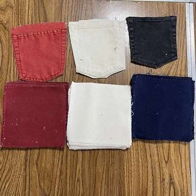 Bolsos e quadrados de jeans - Azul/preto/vermelho/branco - 3 bolsos 53 quadrados - Imagem 1 de 4