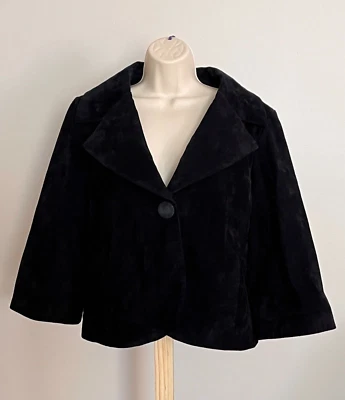 Vintage A.M.I Black Suede Leather Short Coat Women’s L Jackie O Style Retro - Image 1 of 4