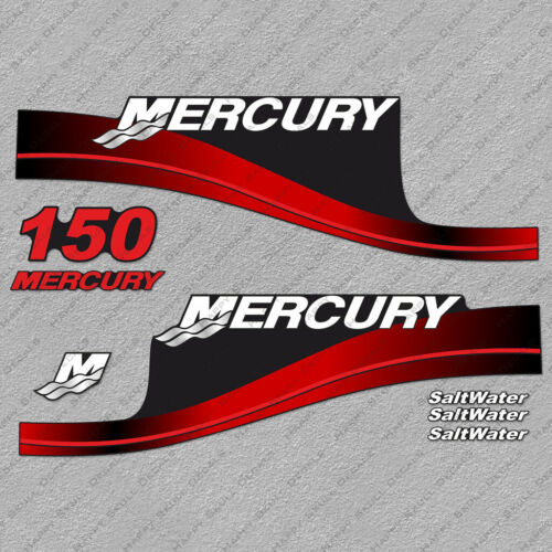 Mercury 150 SaltWater Edition outboard engine decals RED sticker set