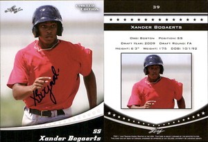 Xander Bogaerts Signed 2011 Leaf #39 RC Card Auto AU Red Sox