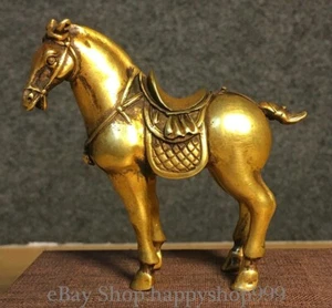3" Old Chinese dynasty purple Bronze Copper Gilt Zodiac Year Horse Sculpture - Picture 1 of 9