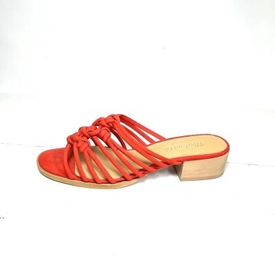 Madewell Dakota Sandals Slides Women’s Size 6.5 Knotted Strappy Orange Suede New - Image 1 of 4