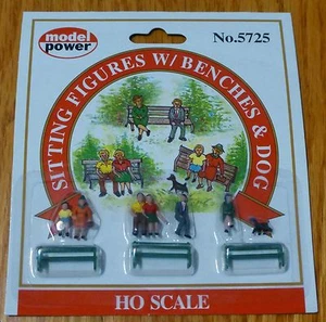 Model Power #5725 Passengers pkg(6) -- Sitting w/Benches & Dog - Picture 1 of 1