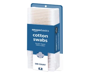 Q Tips Original Cotton Swabs 500 count Includes 500 Amazon Basics Cotton Swabs - Picture 1 of 4