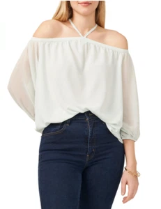 1 State Nordstrom Off the Shoulder Blouse Plus Sz 2X Mint Julep Green Neck Strap - Picture 1 of 13