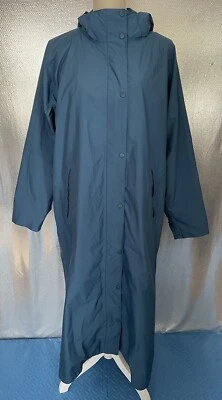 L.L. Bean Womens Plus Sz 1X Blue Wool Flannel Zip Out Liner Nylon Trench Coat - Image 1 of 4