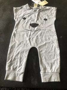 Baby Gray Teddy Bear Romper Outfit Jumpsuit Size 6-9 Months NWT Gender Neutral - Picture 1 of 3