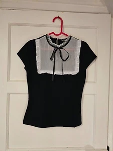 Gothic witchy style black and white top size XS new - Picture 1 of 5