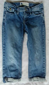 Pants size 8 The Gap Girls Jeans Blue Distressed Capris Cuffed Denim - Picture 1 of 3