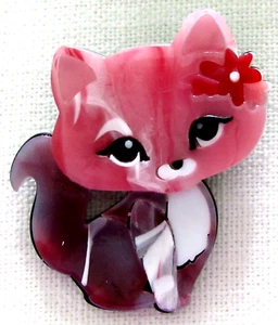 Broche Pin Gato Rosa Multicolor Características Acrílico Bellamente Hecho a Mano - Imagen 1 de 3