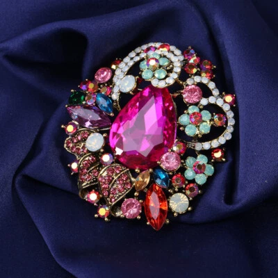 Bohemian Crystal Luxury Vintage Large Glass Rhinestone Brooch - Image 1 of 4