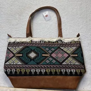 Aztekischer Druck Schultertasche Tragetasche bestickt Boho Western Fransen Cowgirl - Bild 1 von 7