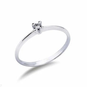 Anillo Solitaire De Oro Blanco 18kt Con Diamante Lab Grown Clásico 0.08 Ct. - Imagen 1 de 5