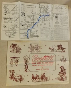 KANSAS TRAVEL MEMORABILIA: BOOT HILL DODGE CITY & 1961 CENTENNIAL TURNPIKE MAP - Picture 1 of 7