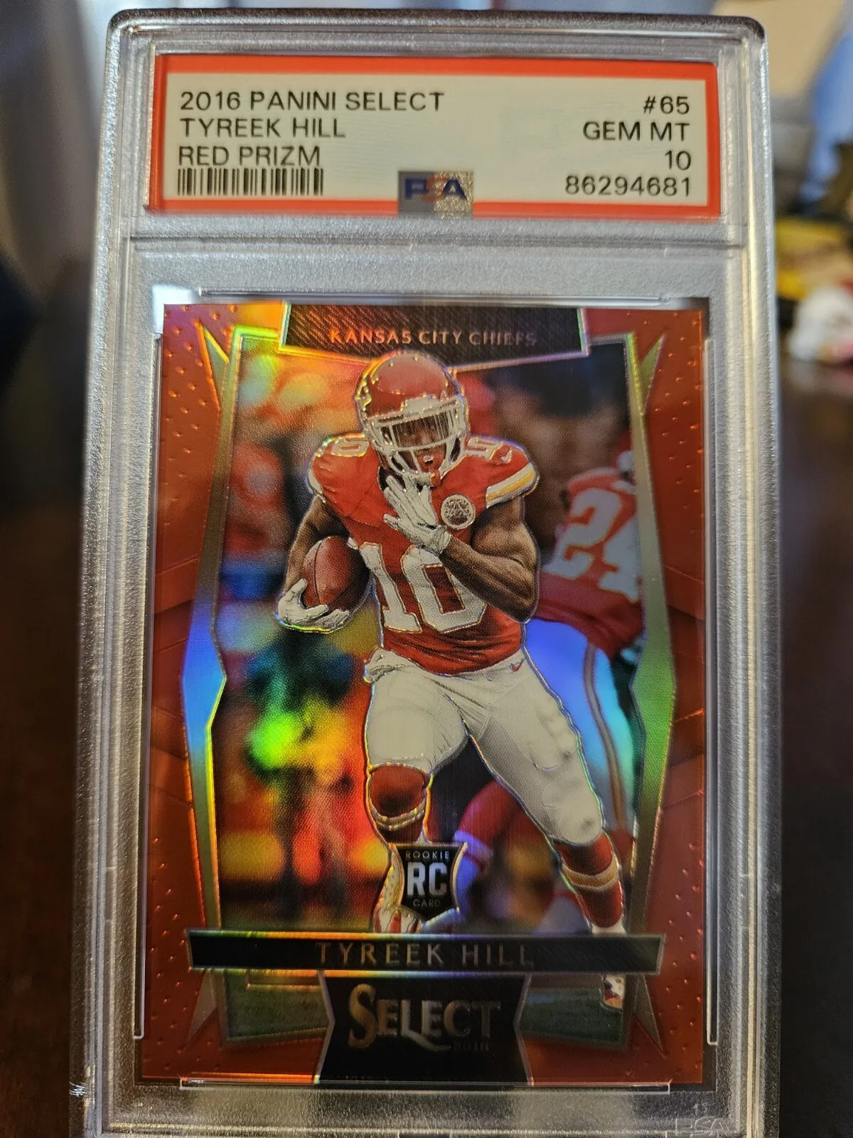 💥2016 Tyreek Hill Select Red Prizm /99 #65 Rookie RC PSA 10!! Color Match
