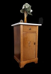 Antiker Nachttisch Art Deco Nachtschrank Konsole Beistelltisch Marmor Platte - Bild 1 von 12