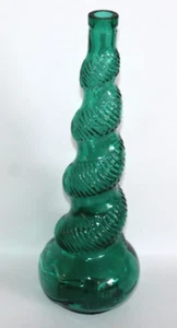 BOTELLA GENIO VINTAGE MCM EMPOLI VIDRIO VERDE ESMERALDA CON GIRO ESPIRAL - Imagen 1 de 7