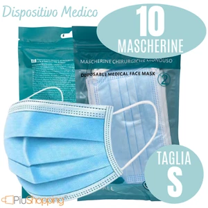 10 MASCHERINE CHIRURGICHE MASCHERINA MONOUSO FILTRANTI IN TNT 3 STRATI Taglia S - Foto 1 di 3