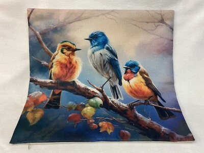 Birds Wildlife Nature Fall Leaves Linen Throw Pillow Cover Holiday Home Decor - Image 1 of 4
