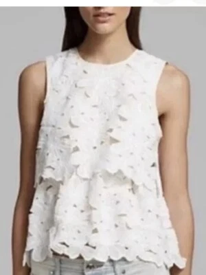 Dolce Vita Floral Tiered White Lace Sleeveless Blouse Top Size XS - Image 1 of 4