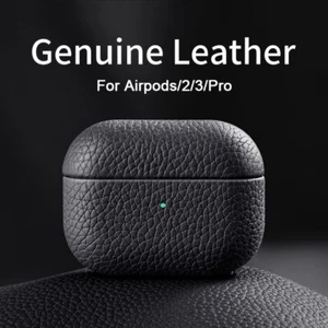 Coque pour Apple AirPods 4ème Pro 2ème 3 Génération Housse Cuir Véritable Serrure Clip - Photo 1 sur 35
