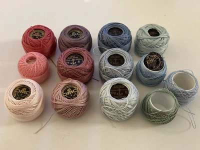 Mixed Lot of 13 DMC Anchor Coats & Clark Floss Embroidery Thread Ball New & Used - Image 1 of 4