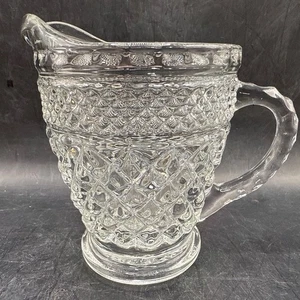 Vintage Anchor Hocking Wexford Glass Creamer Crystal Clear Diamond Cut Pattern - Picture 1 of 7