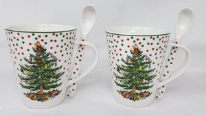 Spode Christmas Tree Polka Dot Mug & Spoon Set - New W/O Box - Set of 2 - Picture 1 of 4