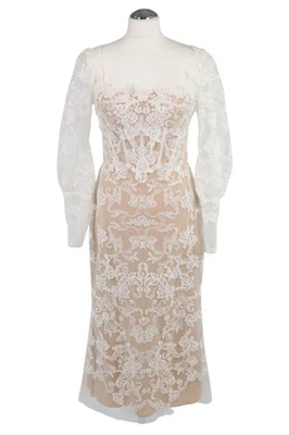 Marchesa Notte Damen Kleid Gr. 42 (10) Beige NEU Bleistiftkleid Etuikleid Dress - Bild 1 von 4