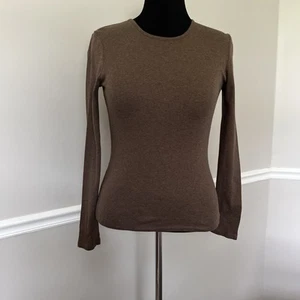 Lauren Ralph Lauren Women's Top Size M Brown Cotton Long Sleeve Crew Neck Tee - Picture 1 of 8