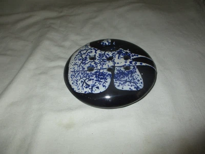 Ikebana-Vase aus Keramik mit Glasur blau / weiß - Bild 1 von 3