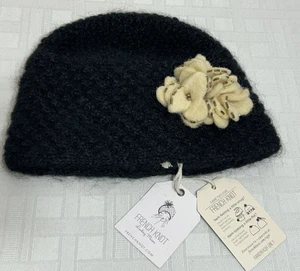 NEW! French Knot Lindsay Mason Floral Flower Cloche Beanie Hat WOOL Fleece Lined - Picture 1 of 14