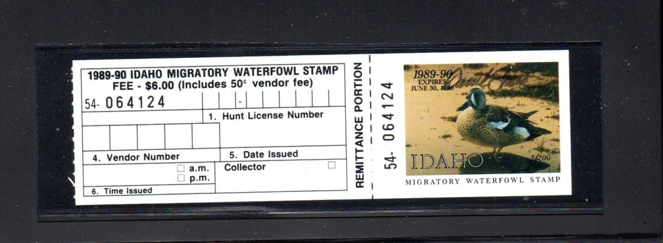IDAHO     ID3h   WATERFOWL DUCK STAMP  1989  OG   MNH  PRISTINE ARTIST SIGNED - Image 1 of 1